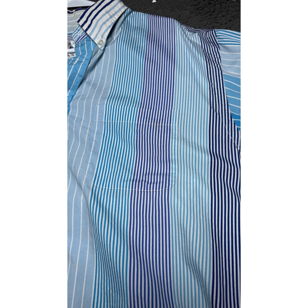 Brooks‎ Brothers Striped Button Down Shirt Preppy Blue Cotton Mens L - Picture 2 of 8